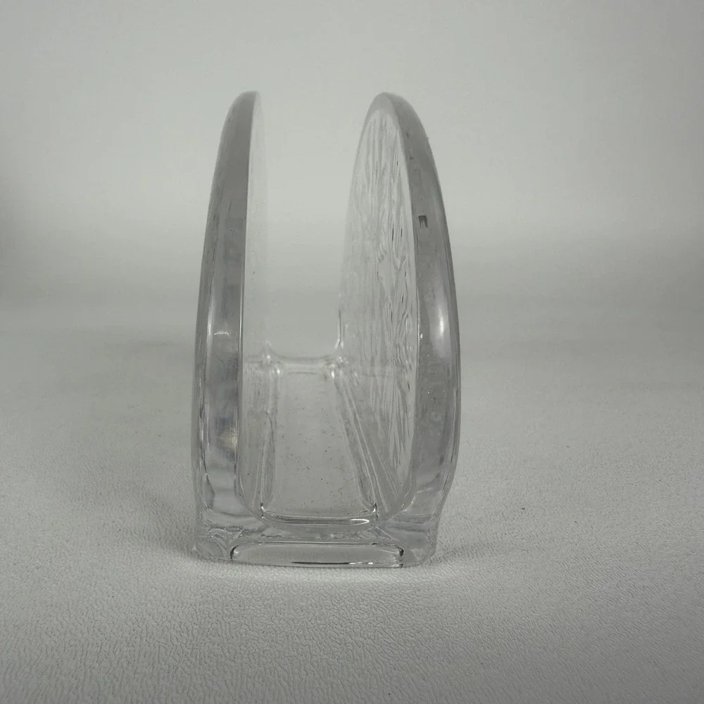 Princess House Fantasia Napkin Holder Clear Crystal Glass Poinsettias Vintage